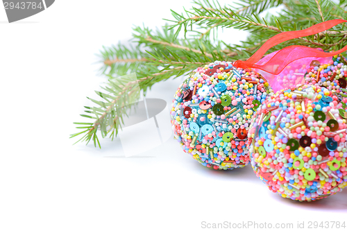 Image of Green spruce with Christmas balls