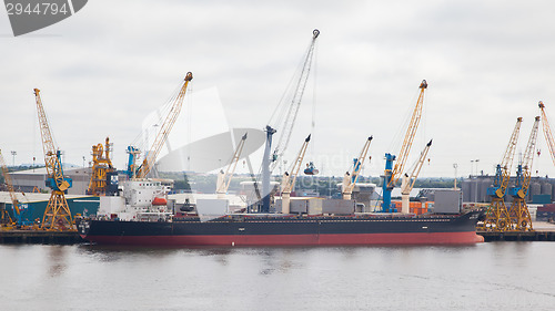 Image of NEWCASTLE UPON TYNE, ENGLAND - JULY 23, 2014: Ship being loaded.