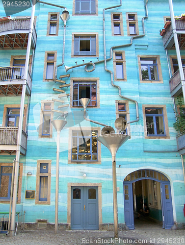 Image of blue house facade