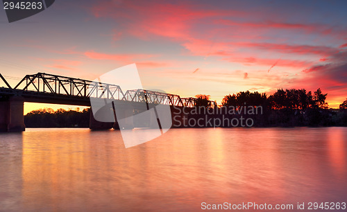 Image of Magnificent sunset Victoria Bridge over Nepean River Penrith