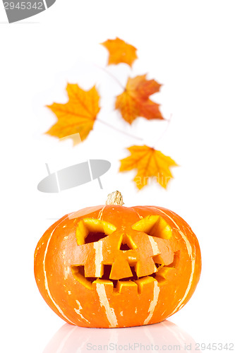 Image of halloween, old jack-o-lantern on white