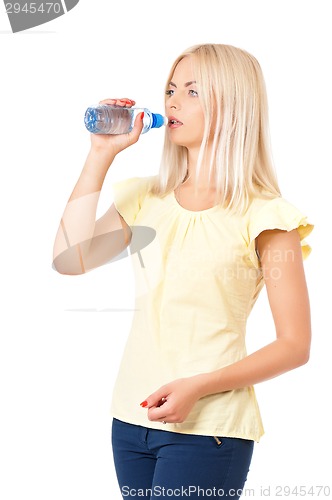 Image of Womanl with bottle of water