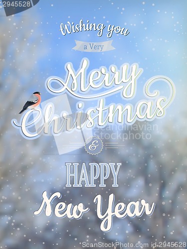 Image of Christmas greeting card - snowy branches. EPS 10