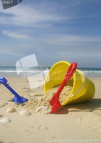 Image of Beach bucket and spades.