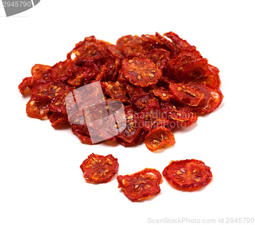 Image of Dried tomatoes on white background.