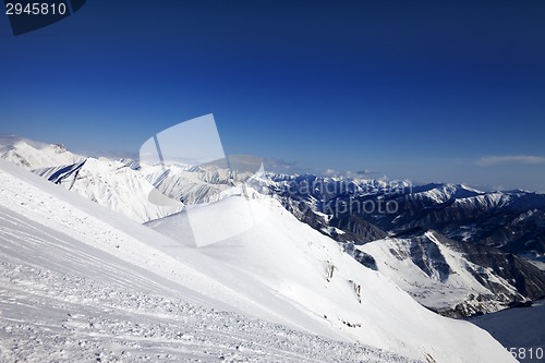 Image of Off-piste slope at sun day