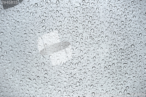 Image of Natural water drops on glass