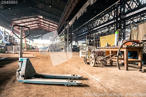 Image of Manual forklift in industrial interior