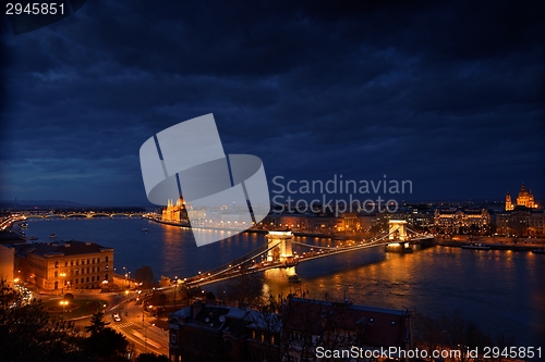 Image of Aerial view of Budapest with Danube