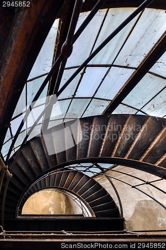 Image of Industrial staircase going up