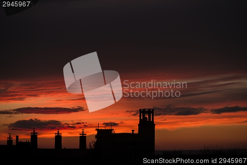 Image of Artistic sunset with bright sky