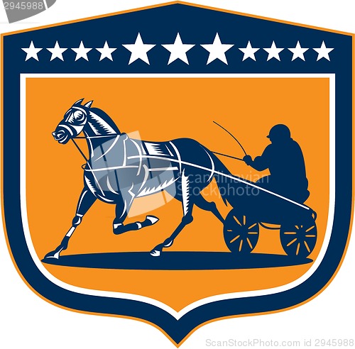 Image of Horse and Jockey Harness Racing Shield Retro