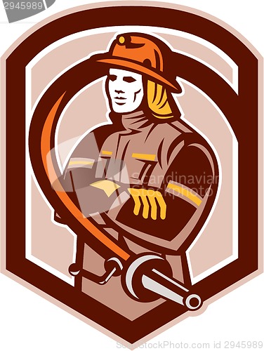 Image of Fireman Firefighter Folding Arms Shield Retro