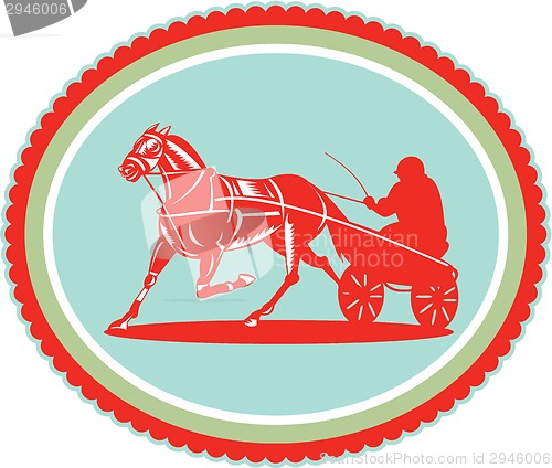 Image of Horse and Jockey Harness Racing Rosette Retro