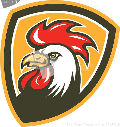 Image of Chicken Rooster Head Mascot Shield Retro
