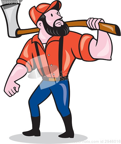 Image of LumberJack Holding Axe Cartoon
