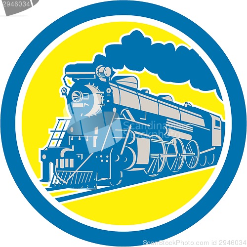 Image of Steam Train Locomotive Circle Retro