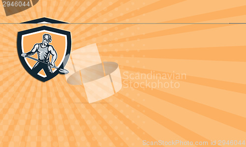 Image of Business card Coal Miner Hardhat Shovel Shield Retro