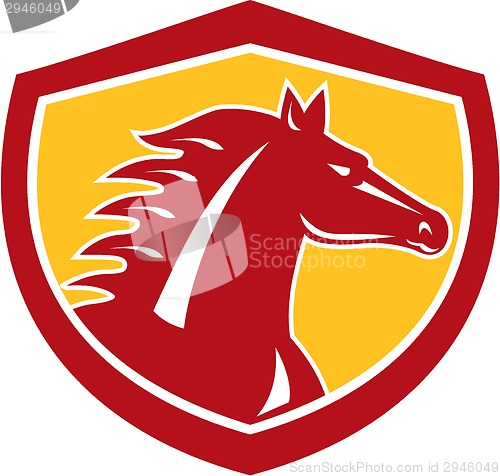 Image of Horse Head Angry Shield Retro