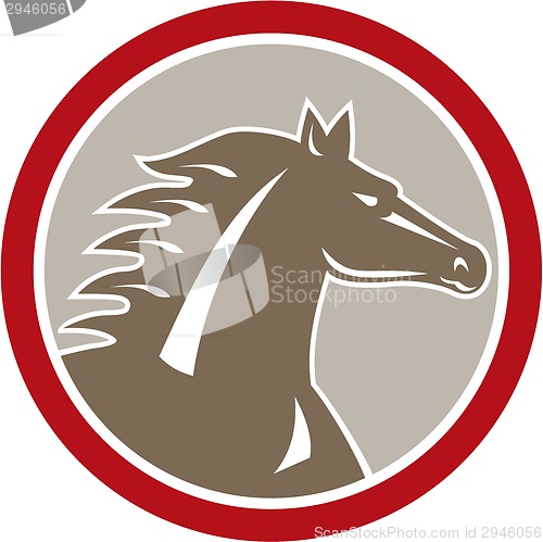 Image of Horse Head Angry Circle Retro