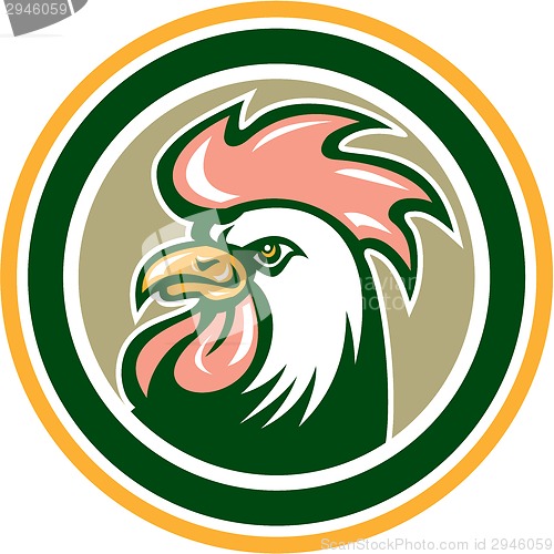 Image of Chicken Rooster Head Mascot Circle Retro