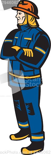 Image of Fireman Firefighter Folding Arms Retro