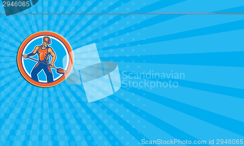 Image of Business card Coal Miner Hardhat Shovel Circle Retro