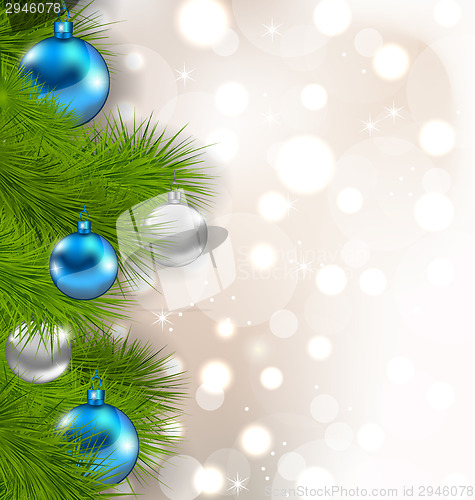 Image of Christmas composition with fir branches and glass balls