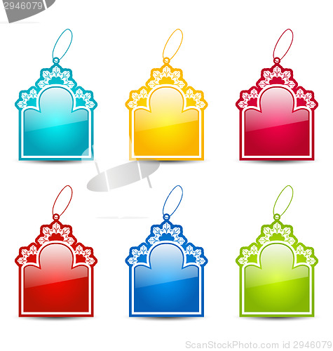 Image of Christmas collection tags isolated on white background