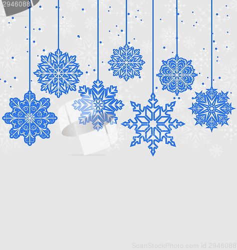 Image of Christmas card with variation snowflakes