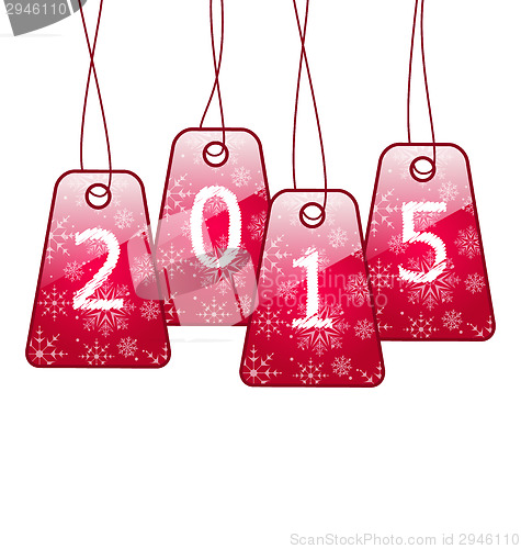 Image of Happy new year, shiny labels isolated on white background 