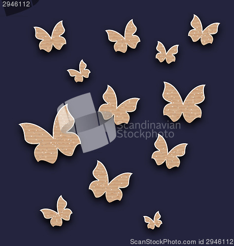 Image of Wallpaper with butterflies made in carton paper