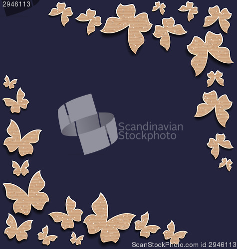 Image of Cute card with butterflies, composition made in carton paper