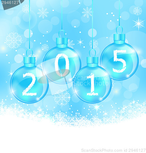 Image of Winter snowflakes background with glass balls