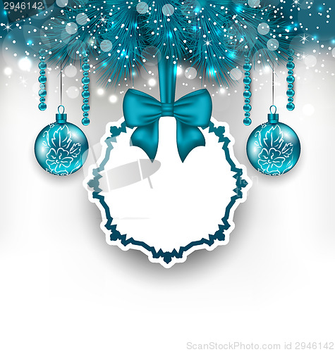 Image of Christmas gift card with glass balls