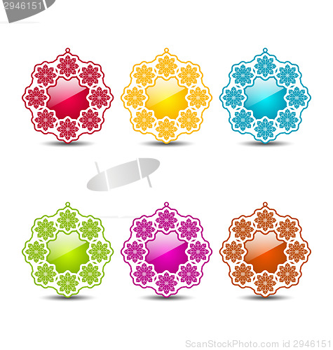 Image of Christmas set tags isolated on white background