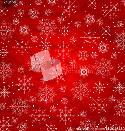 Image of Christmas red wallpaper, snowflakes texture