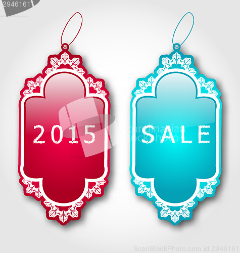 Image of Christmas colorful discount labels with shadows 