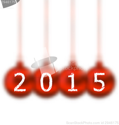 Image of Happy new year in hanging glass ball on white background