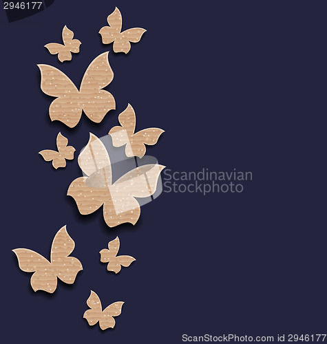 Image of Carton paper butterflies with copy space