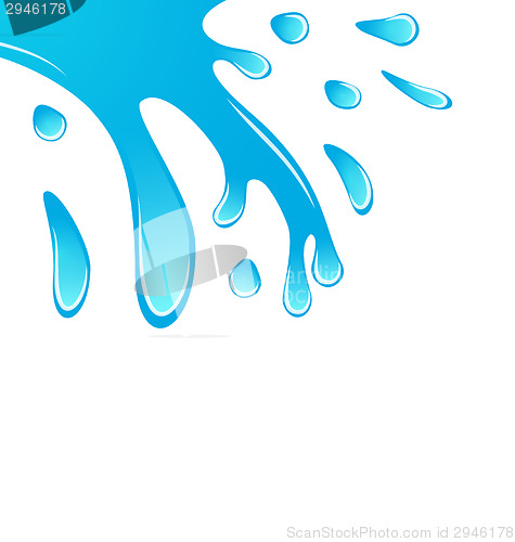 Image of Blue water spill isolated on white background