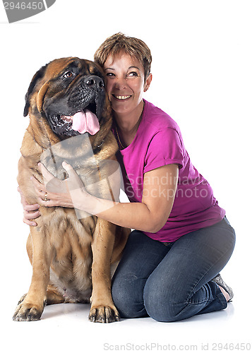 Image of mastiff and woman