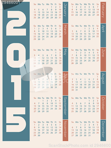 Image of Simple 2015 calendar design