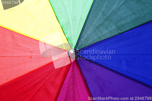 Image of Colorful umbrella with rain drops