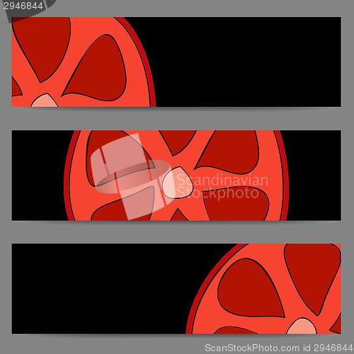 Image of Set of banners with doodle grapefruit