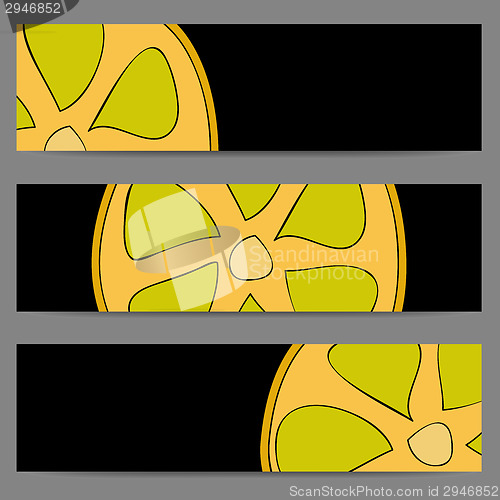 Image of Set of banners with doodle lemon