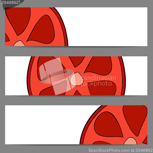 Image of Set of banners with doodle grapefruit