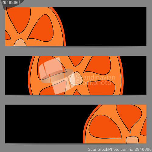 Image of Set of banners with doodle oranges