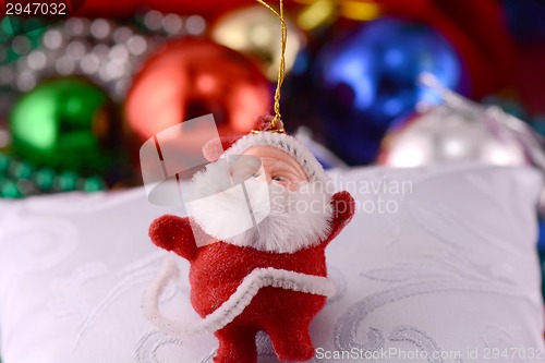 Image of christmas background with happy santa claus, xmas