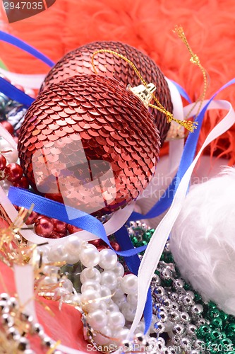 Image of Christmas balls, new year decoration with pearls